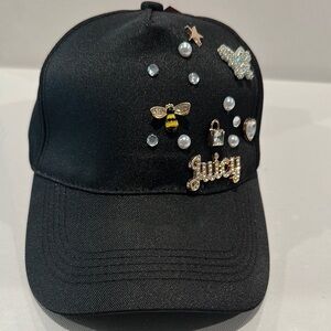 NWT Juicy Couture Black Jeweled Cap with adjustable back.